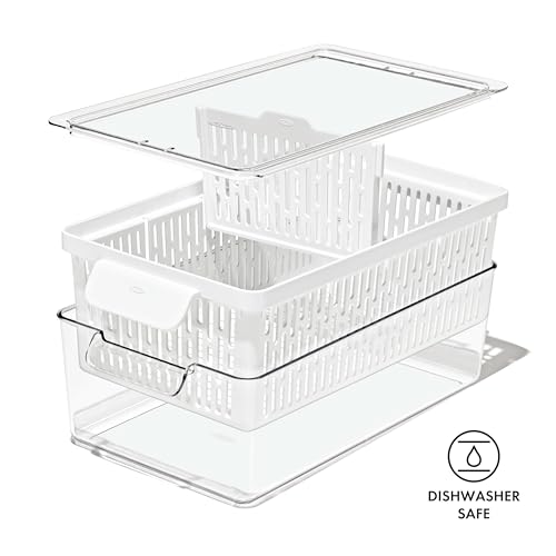OXO Good Grips Produce Saver – Medium Bin, 13.8 x 7.4 x 4.7 in, White - style: Medium Bin