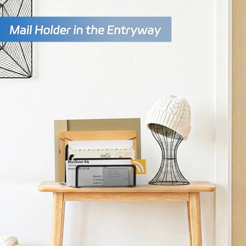 Mail Organizer with 5 Slot, Metal Mail Holder for Desk, Office File Holder Letter Organizer for Mails (Black) - color: Black