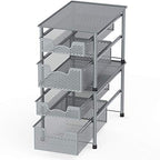 Simple Houseware Stackable 2 Tier Sliding Basket Organizer Drawer, Silver - color: Silver, size: 2-Tier