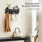 HOOBRO Wall Hooks with Shelf, Coat Rack with Shelf Wall-Mounted, Entryway Wall Key Holder, Hat Rack for Walls, Purse Hanger for Wall, Entryway Hanging Shelf with 6 Retractable Pegs, Black BK46YM01 - color: Black