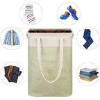 i BKGOO Laundry Basket with Handles Beige&Green Slim Laundry Bin Collapsible Dirty Clothes Basket Narrow Laundry Bag Foldable Dirty Hamper for Camping, Dorms, Apartments - color: Beig&Green