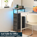 Yoobure LED Narrow Nightstand with Charging Station - Slim Dresser for Bedroom Narrow Side Table Storage Cabinet, Small Dressers Chest of Drawers, Tall Skinny Night Stand End Table for Small Spaces - color: Grey