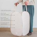 3 Sprouts Pop Up Hamper - Collapsible Laundry Basket, Popup & Foldable Design - Durable Waterproof Fabric for Dirty Clothes, Toys & Towels - Ideal for Dorm, Bedroom & Baby Nursery, Gingham Beige - color: Gingham Beige