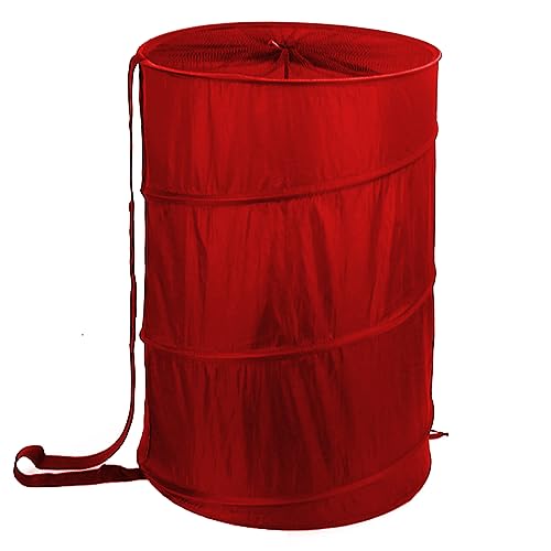 BATTOO Collapsible Laundry Baskets- Foldable Hamper for Laundry Extra Large Pop Up Laundry Hamper 107L with Long Straps Drawstring Clothes Hamper for Bathroom, Campout, Dorm or Travel Red - color: Red, size: 17.5"x27"
