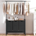 IDEALHOUSE Laundry Sorter, Rolling Laundry Hamper with Hanging Rack, Laundry Hamper 3-Section with Wheels, Hampers for Laundry, Laundry Basket Organizer for Laundry Room, Rustic Brown - size: L2 Size