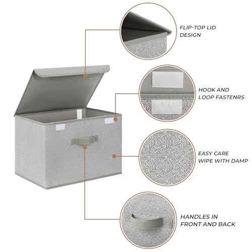 GRANNY SAYS Closet Storage Bins, Storage Boxes with Lids, Clothes Organizing Bins, Lidded Baskets for Toys, Clothing, Gray, Extra Large, 2-Pack - color: Ash Gray, size: Extra Large-2 Pack