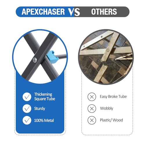 APEXCHASER Clothes Drying Rack, Foldable 2-Level Drying Rack Clothing, Stainless Steel Free-Standing Laundry Airer, with Height-Adjustable 4 Wings, Matte Black - color: Graphite, size: Small