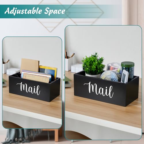 DRASTAR Mail Organizer Countertop, Wooden Mail Holder with 3 Slots, Desktop Mail Organizer, Black Mail Sorter for Home Office Accessories - color: Black, size: 3 Slots