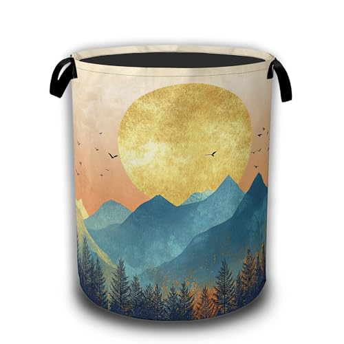 Mountains Sun Nature Scenery Laundry Baskets,Laundry Hamper,Storage Basket with Handles for Bathroom Bedroom College Dormitory Living Room Nursery Organizer 16"x20.8" - color: Mountains Sun Nature Scenery
