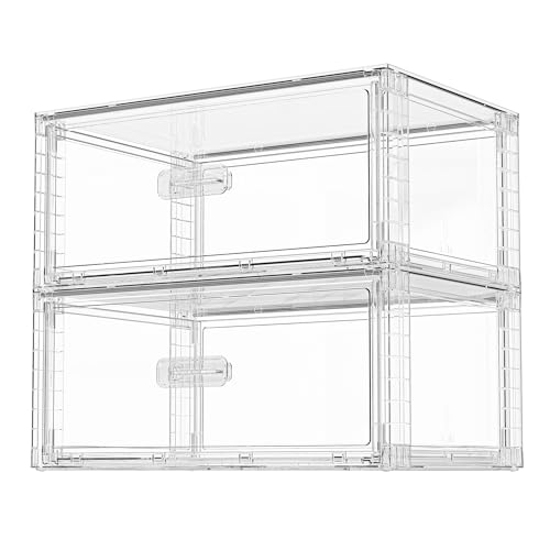 Vtopmart 2 Pack Large Clear Stackable Storage Drawers 27QT, Easily Assemble Plastic Closet Storage Bins, Dust-Proof UnderBed Organizer for Clothing, Sweater Organization - style: 2pk Large