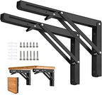 Folding Shelf Brackets - 8 inch 2 Pcs Heavy Duty Metal Collapsible Shelf Bracket, DIY Wall Mounted Foldable Shelf Bracket, Space Saving for Bench Table - size: 8 Inch- 2 Packs