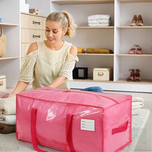 VTSVTS 6 Pack Extra Heavy Duty Large Moving Bags with Comfortable Handle & Strong Zipper,Storage Totes for Space Saving Moving Storage College Supplies Alternative to Moving Box,Pink - color: Jelly Pink, size: 6 Pcs