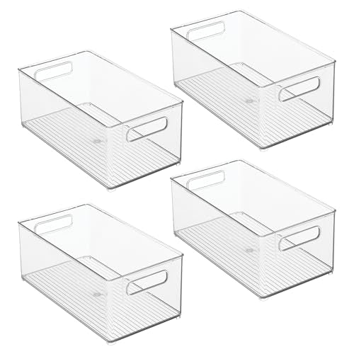 iDesign Stackable Fridge Bin - Kitchen Storage Bin for Pantry, Cabinets, or Fridge, Set of 4, Clear - style: Pack of 4