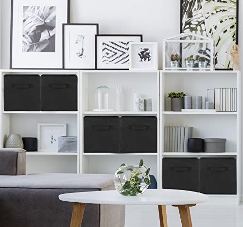 Simple Houseware Foldable Cube Storage Bins, 11-Inch Black, 6-Pack Fabric Cubes Organizer for Closet or Shelves - color: Black