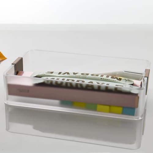 Metal-Glided Acrylic Catchall Tray – Stylish Desktop & Entryway Organizer for Jewelry, Keys, Phone, Cosmetics & More （Frosted） - color: Frosted - Small