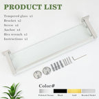 Alise Bathroom Shelves,Brushed Nickel Glass Shelf for Bathroom, Modern Floating Shelves,20 inch - color: Brushed Nickel, size: 20 Inch