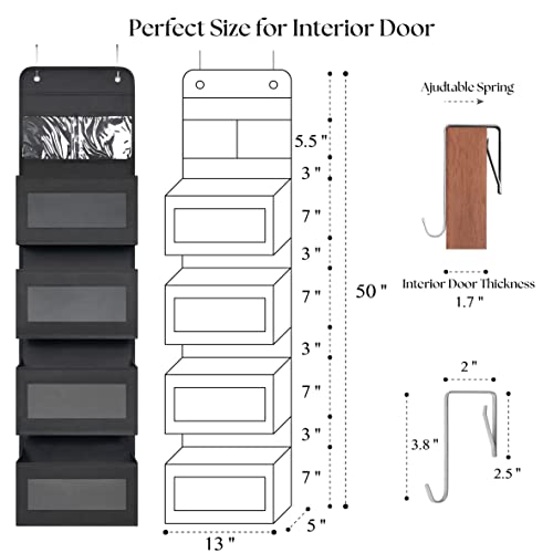 Giraffe Creation Over Door Organizer with 4 Large Capacity Pockets, Hanging Organizer Storage for Closet Bathroom Nursery Bedroom Dorm, Toys Cosmetics Sundries and Baby Essentials, Black - color: Black