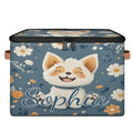 Custom Storage Basket with Name, Personalized Storage Bins with Zipper Lid, Foldable Fabric Storage Box Large capacity with Handle Flower Dog - color: Option 11