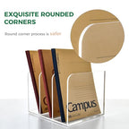 3 Vertical Compartments Clear Acrylic Magazine & File Holder – Multipurpose Desk Organizer for Documents, Tablets, Magazines, Books – Office/Home/Classroom Rack - size: B5, 3 Sections