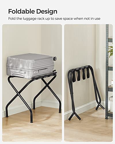 SONGMICS Luggage Rack for Guest Room, Set of 2 Suitcase Stands, Foldable Steel Frame, for Hotel, Bedroom, Holds up to 110 lb, 27.2 x 15 x 20.5 Inches, Black URLR001B02 - color: Black, style: Basics
