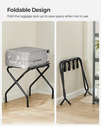 SONGMICS Luggage Rack for Guest Room, Set of 2 Suitcase Stands, Foldable Steel Frame, for Hotel, Bedroom, Holds up to 110 lb, 27.2 x 15 x 20.5 Inches, Black URLR001B02 - color: Black, style: Basics