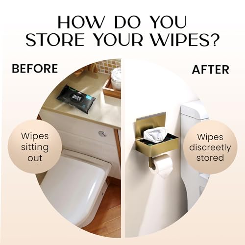 Day Moon™ - Toilet Paper Holder with Shelf - Modern Roll Holder for Bathroom - 1 Pack - Wall Mount - with Storage, Gold - color: Gold, size: Storage 1 Pack