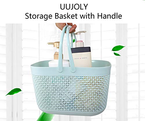 UUJOLY Plastic Organizer Storage Baskets with Handles, Shower Caddy Bins Organizer for Bathroom and kitchen (Blue) - color: Green, size: 1 Pack