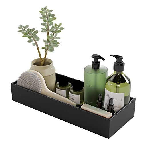 Black Bamboo Drawer Organizer - Silverware&Utensil Holder Organizer for Kitchen Drawers, Multi-Use Drawer Dividers Boxes for Bathroom Counter，Cabinet, Garage, Office Desk, Makeup, Jewelry (15"6"2.5") - color: Black, size: 15*6*2.5 inch