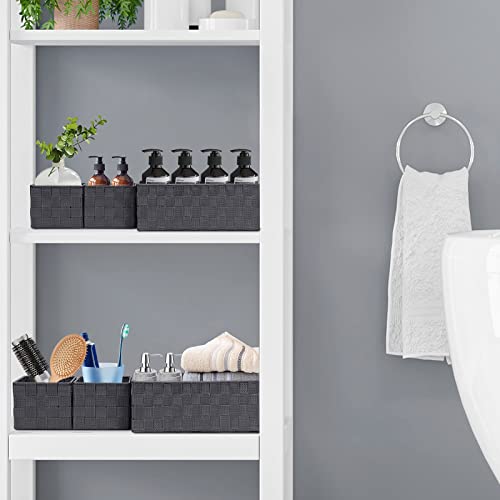 Posprica Woven Storage Baskets for Organizing 6 Pack, Large&Small Storage Cube Bins Set for Bathroom, Storage Boxes Container for Drawer, Closet, Shelf, Dresser, Dark Grey - color: Dark Grey-6pcs