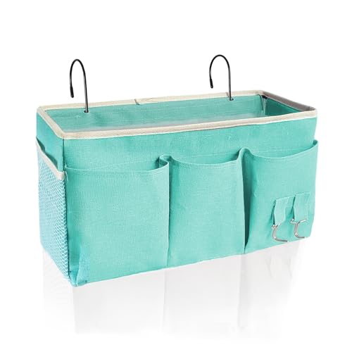 Bedside Caddy, Bedside Hanging Storage Organizer forBunk and Hospital Beds,College Dorm Bed，Can be Placed Glasses Books Mobile Phones(Green) - color: Green