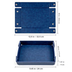 SANQIANWAN PU Leather Valet Tray Small NightStand Bedside Entry Table Trya for Phone Jewelry Glasses Keys and Coins Father's Day Birthday Gifts (Blue) - color: Blue