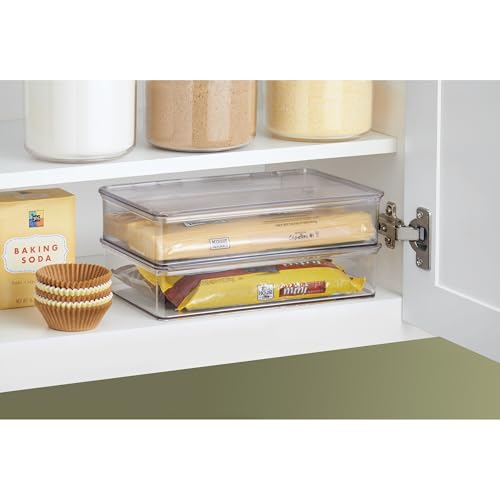 iDesign Kitchen Binz BPA-Free Plastic Stackable Organizer Box with Lid - 7.26" x 10.75" x 2.37", Clear