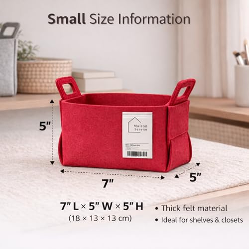 Felt Storage Bin - Foldable Fabric Storage Basket with Handles, Multi-Purpose Storage Organizer for Shelves, Closet, Toys, Clothes, Blankets, Bedroom, Living Room & Nursery, Purple, Small - color: Purple, size: S