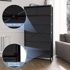 Crestlive Products Vertical Dresser Storage Tower - Sturdy Steel Frame, Wood Top, Easy Pull Fabric Bins, Handles - Organizer Unit for Bedroom, Hallway, Entryway, Closets - 7 Drawers (Black) - color: Black, style: 7 Drawers