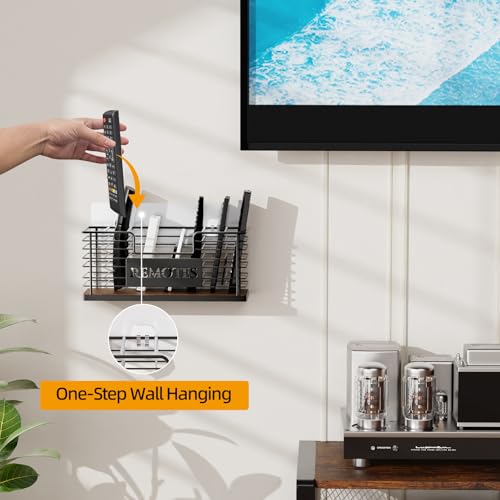 Remote Control Holder, 7-Slot TV Remote Holder Wall Mount, Universal Remote Caddy Large Size Design for Wall Table Living Room Bedroom, Black - color: Black-7 Slot