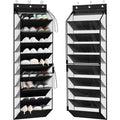WERNNSAI Over the Door Shoe Organizer with Clear Curtain Dustproof, 9-Shelf Shoe Rack, Deep Pockets Large Hanging Shoes Rack for Closet Door Dorm Bedroom Guest Room Black