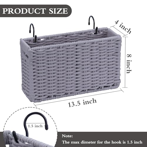 Cotton Rope Woven Bedside Caddy for Dorm Bed, Foldable Bedside Shelf Bunk Bed Accessories, College Dorm Room Essentials Hanging Organizers Storage Basket, Room Decor Magazine File Holder (Gray) - color: Gray