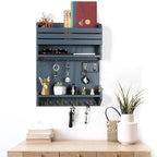 Key Holder, Wall Mounted Mail Organizer, Keys Holder on Wall with 9 Key Hooks, Gray - color: Gray