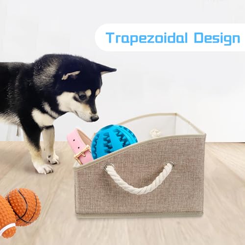 Collapsible Fabric Dog Toy Box and Storage Bin With Handle - Trapezoid Basket Chest Organizer for Pet Toys, Blankets and Accessories,Yellow - color: Yellow