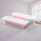 Sterilite Clip Box, Stackable Small Storage Bin with Latching Lid, Plastic Container to Organize Office, Crafts, Clear Base and Lid, Large, 1-Pack - size: Large, style: 1 Pack