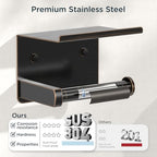 FORIOUS Toilet Paper Holder with Shelf, Adhesive or Screw Wall Mount Toilet Paper Roll Holder for Bathroom, SUS 304 Stainless Steel Commercial Toilet Tissue Holder Dispenser, Oil Rubbed Bronze - color: Oil Rubbed Bronze