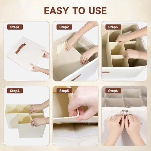 2-Pack Extra Large Shoe Organizer for Closet, Foldable Shoe Storage Container with Adjustable Dividers & Clear Lid, Holds Up to 18 Pairs, Space-Saving Shoe Boxes, White - size: Large