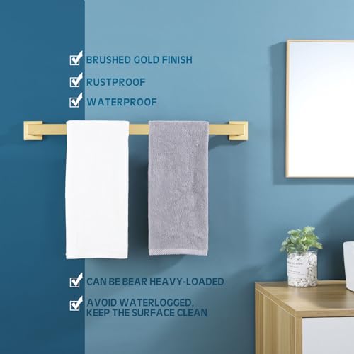 KOKOSIRI 20 Inch Towel Bar Bathroom Towel Bar Kitchen Dish Cloths Hanger Hand Towel Holder Stainless Steel Wall Mount, Brushed Gold, B4003BG-L20 - color: Brushed Gold, size: 20-Inch