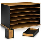 Wooden Paper Organizer 20.25"W x 12.25"H x 13.25"D, 6-Tier Storage for 12"x18" & 11"x17" Sheets, Includes Matching Pen Holder & Tray, Ideal for Office, Home, Art Room and Classroom - size: full set 20.25"W x 12.25"H x 13.25"D