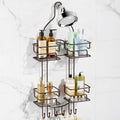 SRIWATANA Shower Caddy Organizer Hanging Over Head, Bathroom Shower Rack Hanger with Hooks for Razors - Bronze - color: Bronze