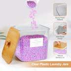 COAZEX 3 Pack Plastic Laundry Pods Container & Dryer Sheet Holder, Laundry Room Organization and Storage Jars with Lids, Scoops & Labels for Detergent, Powder, Scent Booster - color: D-2+1 Pack