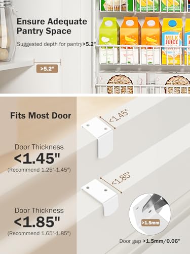 Delamu Over The Door Pantry Organizer, 8-Tier Pantry Door Organizers and Storage with Adjustable Basket, Metal Hanging Spice Rack, Seasoning Organizer, Door Organizer for Home Kitchen Bathroom, White - color: White, size: 8 Tier