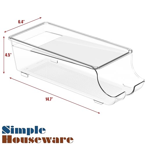Simple Houseware 4-Pack Auto-Rolling Beverage Can Organizer for Fridge, Clear Front-Loading Soda Dispenser with Smooth Glide Design, Space-Saving Refrigerator Storage Bins - size: 4 Pack