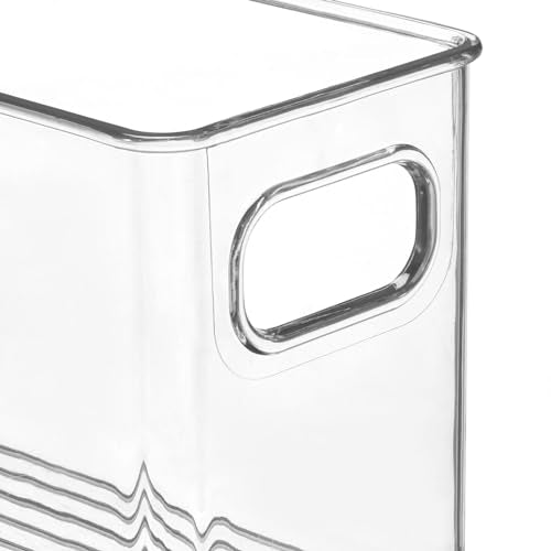 mDesign Plastic Bathroom Storage Container Bins w/ Handles - Closet, Cabinet, Vanity, Cupboard Shelf Organization, Hair Tools Accessory Organizer - Ligne Collection; Clear, ‎5x3.75x16 (Pack of 8) - size: ‎5 x 3.75 x 16 (Pack of 8)
