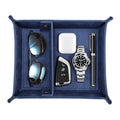 SITHON Valet Tray Desktop Storage Organizer, Removable 2 Compartments Catchall Tray Bedside Vanity Nightstand Caddy Holder Desk Storage Plate, Dark Blue - color: Dark Blue